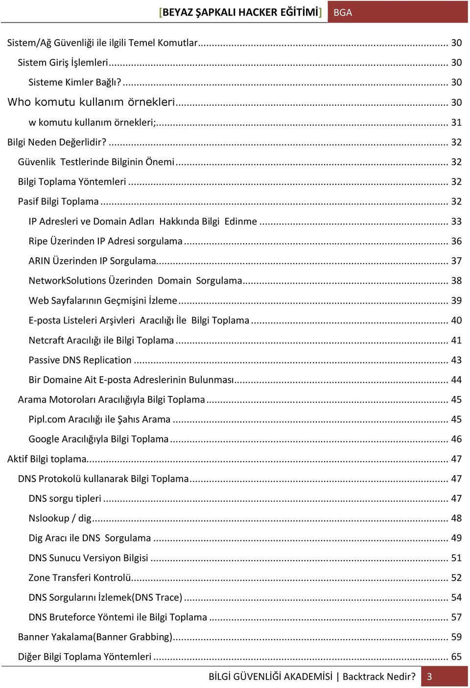 .. 33 Ripe Üzerinden IP Adresi sorgulama... 36 ARIN Üzerinden IP Sorgulama... 37 NetworkSolutions Üzerinden Domain Sorgulama... 38 Web Sayfalarının Geçmişini İzleme.