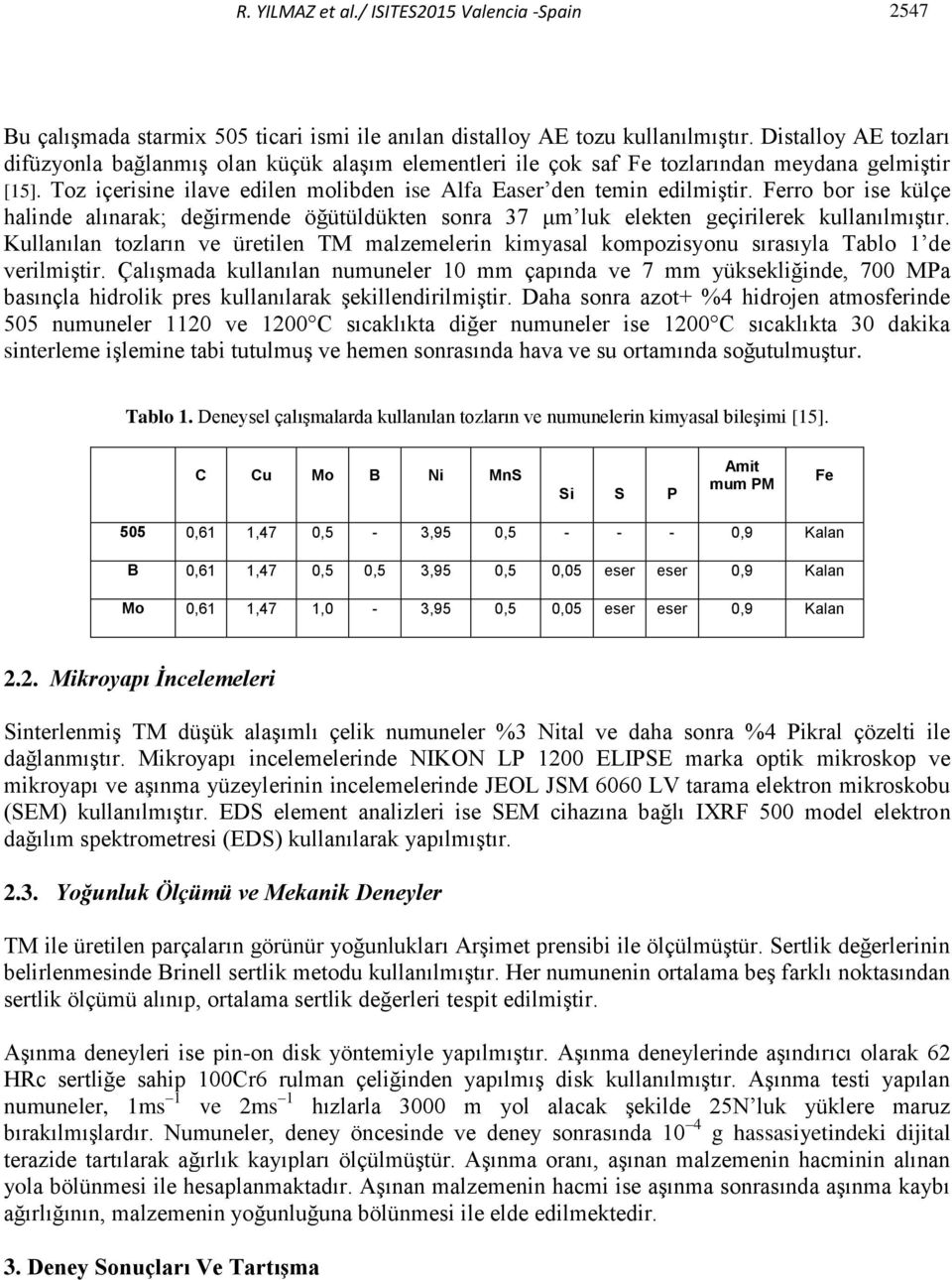 Ferro bor ise külçe halinde alınarak; değirmende öğütüldükten sonra 37 μm luk elekten geçirilerek kullanılmıştır.