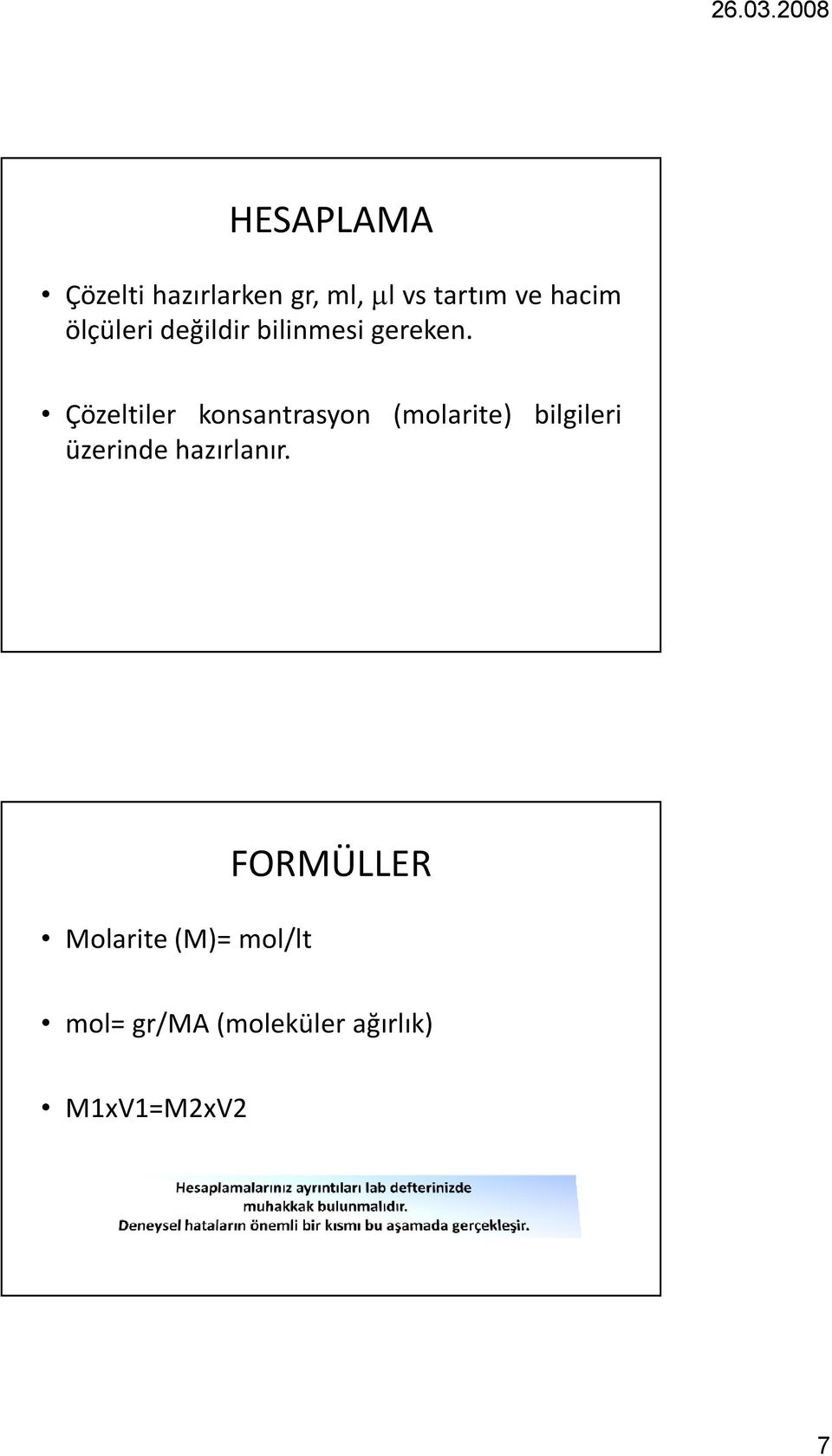 Çözeltiler konsantrasyon (molarite) bilgileri üzerinde