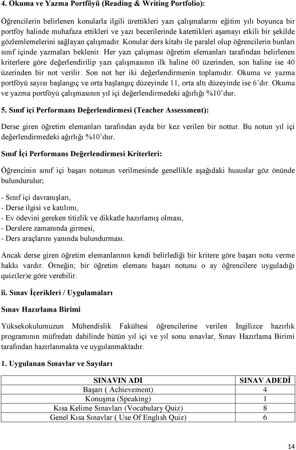 Her yazı çalışması öğretim elemanları tarafından belirlenen kriterlere göre değerlendirilip yazı çalışmasının ilk haline 60 üzerinden, son haline ise 40 üzerinden bir not verilir.