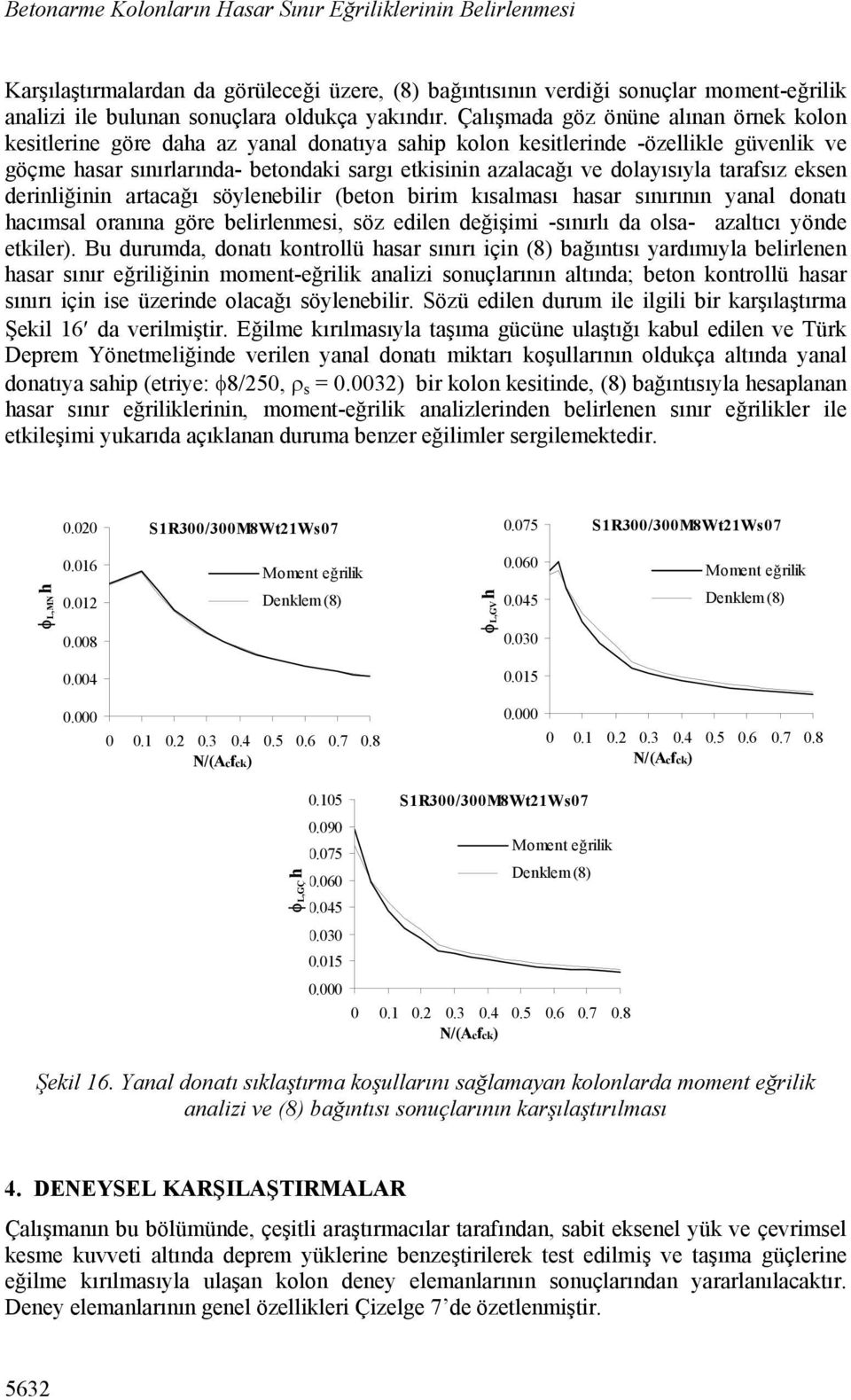 dolayısıyla tarafsız eksen derinliğinin artacağı söylenebilir (beton birim kısalması hasar sınırının yanal donatı hacımsal oranına göre belirlenmesi, söz edilen değişimi -sınırlı da olsa- azaltıcı