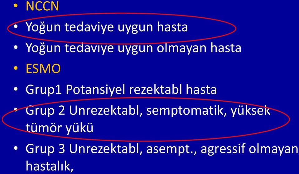 Grup 2 Unrezektabl, semptomatik, yüksek tümör yükü