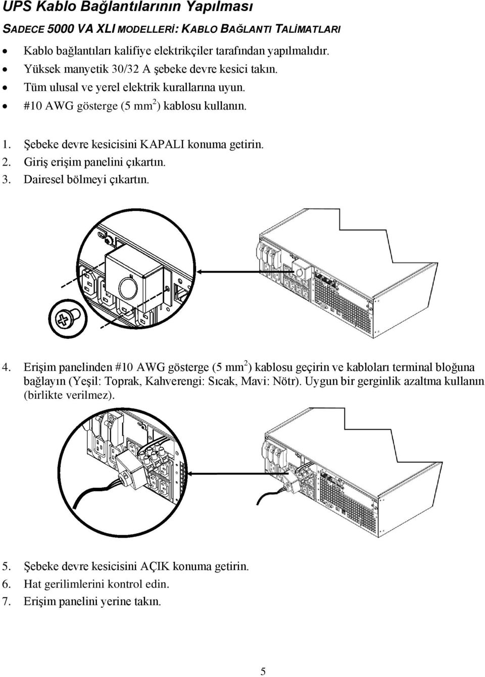 Şebeke devre kesicisini KAPALI konuma getirin. 2. Giriş erişim panelini çıkartın. 3. Dairesel bölmeyi çıkartın. 4.