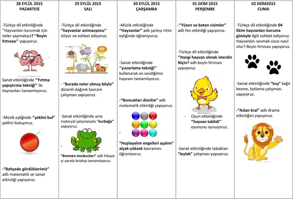 Türkçe dil etkinliğinde hayvanlar animasyonu izliyor ve sohbet ediyoruz.