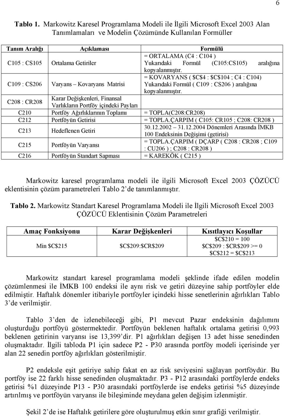 Ortalama Getiriler Yukarıdaki Formül (C105:CS105) aralığına kopyalanmıştır.