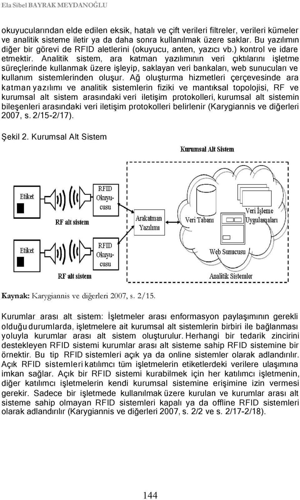 Analitik sistem, ara katman yazılımının veri çıktılarını işletme süreçlerinde kullanmak üzere işleyip, saklayan veri bankaları, web sunucuları ve kullanım sistemlerinden oluşur.