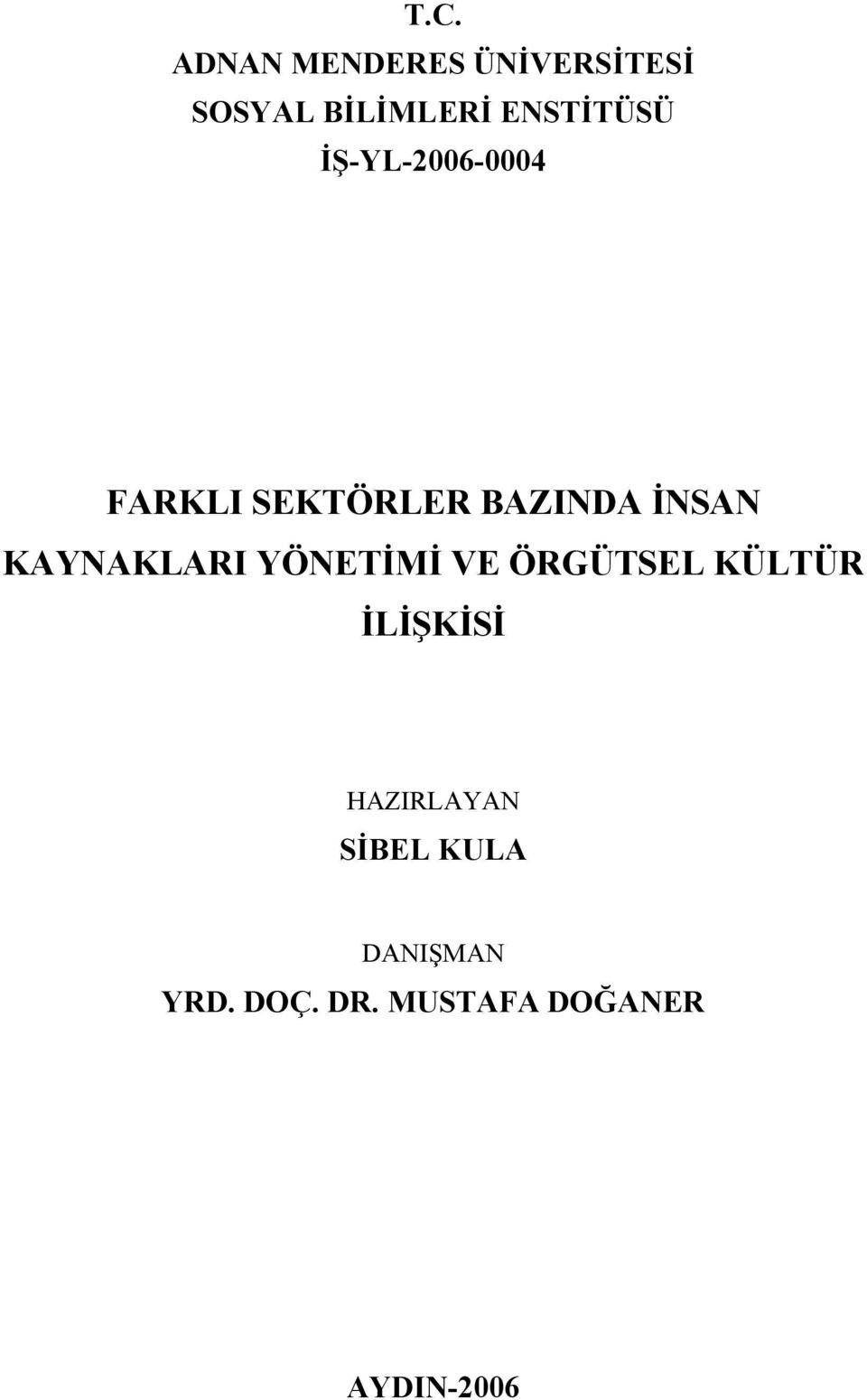 İŞ-YL-2006-0004 FARKLI SEKTÖRLER BAZINDA İNSAN