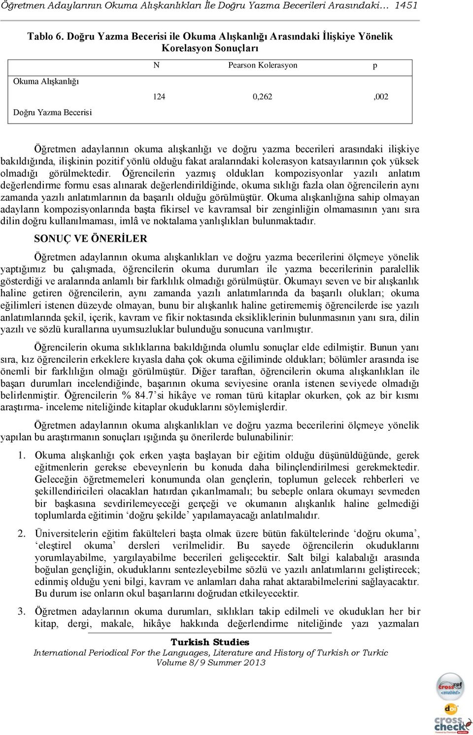 alıģkanlığı ve doğru yazma becerileri arasındaki iliģkiye bakıldığında, iliģkinin pozitif yönlü olduğu fakat aralarındaki kolerasyon katsayılarının çok yüksek olmadığı görülmektedir.