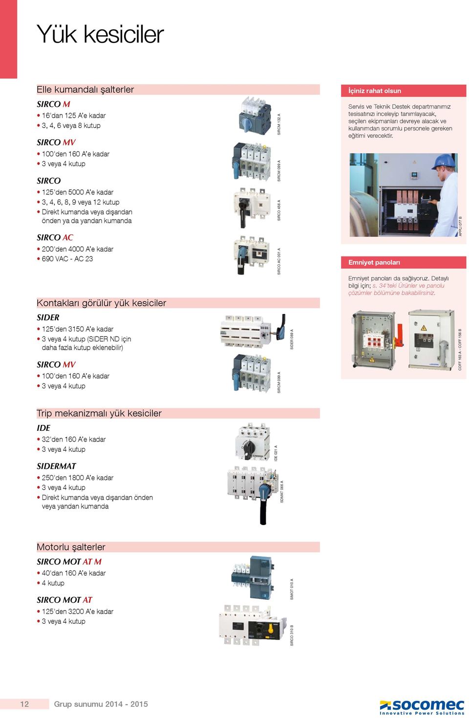 (SIDER ND için daha fazla kutup eklenebilir) SIRCO MV 100'den 160 A e kadar 3 veya 4 kutup SIRCM 099 A SIRCO AC 001 a sirco 456 a SIRCM 099 A SIRCM 132 A SIDER 089 a Servis ve Teknik Destek