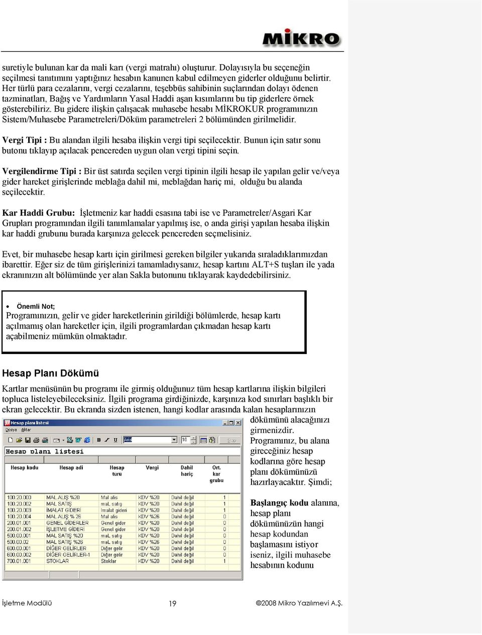 Bu gidere ilişkin çalışacak muhasebe hesabı MİKROKUR programınızın Sistem/Muhasebe Parametreleri/Döküm parametreleri 2 bölümünden girilmelidir.