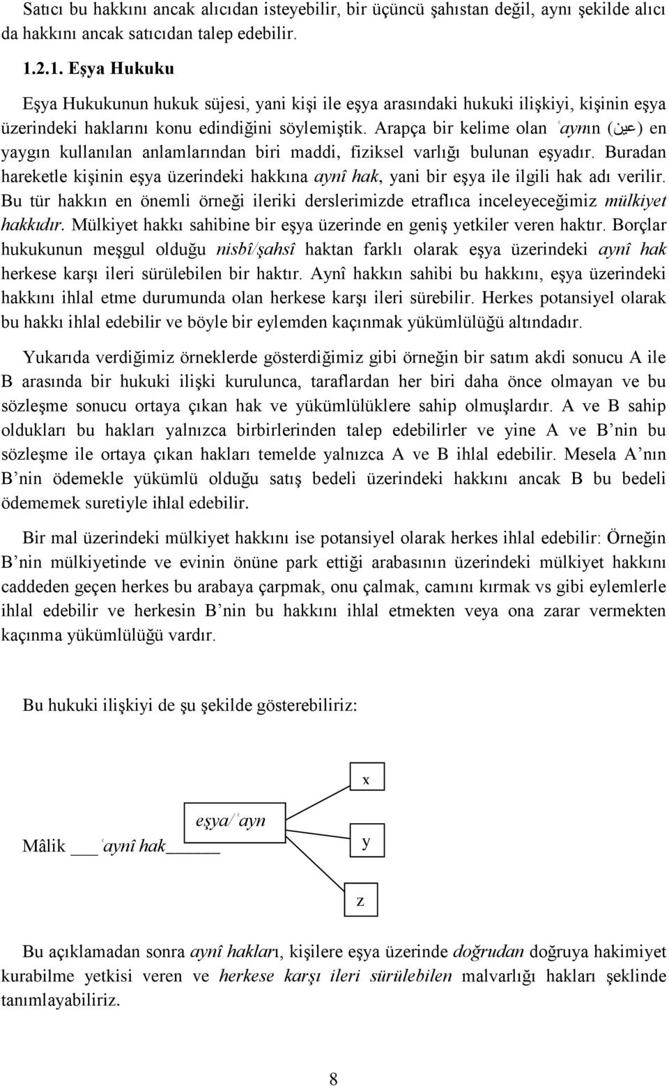 Arapça bir kelime olan ʿaynın (عين) en yaygın kullanılan anlamlarından biri maddi, fiziksel varlığı bulunan eşyadır.