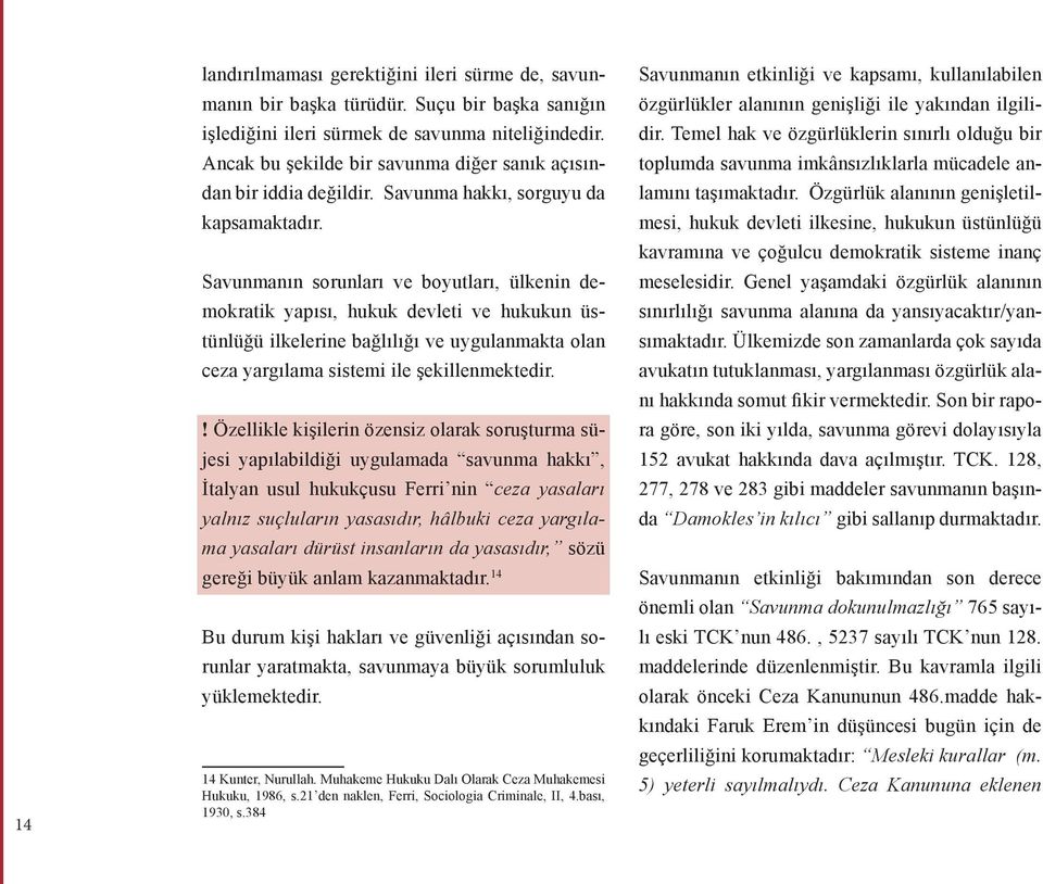 Savunmanın sorunları ve boyutları, ülkenin demokratik yapısı, hukuk devleti ve hukukun üstünlüğü ilkelerine bağlılığı ve uygulanmakta olan ceza yargılama sistemi ile şekillenmektedir.