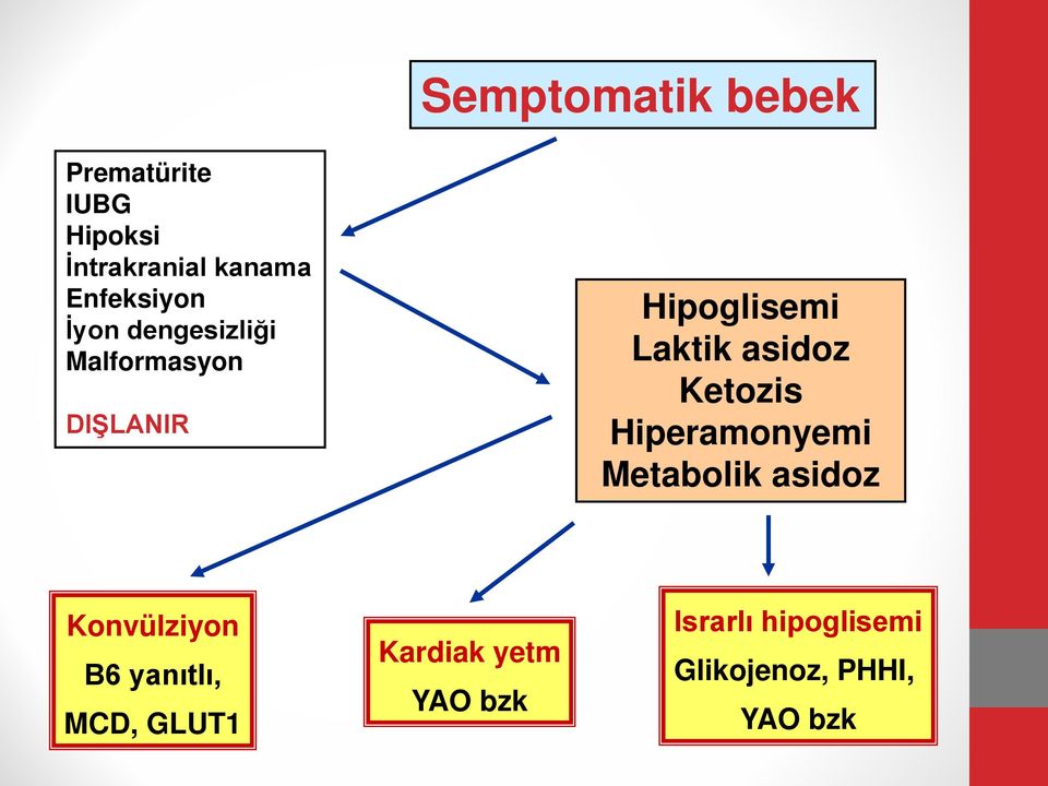 asidoz Ketozis Hiperamonyemi Metabolik asidoz Konvülziyon B6 yanıtlı,