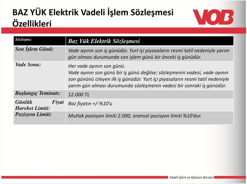 Her vade ayının son günü. Vade ayının son günü bir iş günü değilse; sözleşmenin vadesi, vade ayının son gününü izleyen ilk iş günüdür.