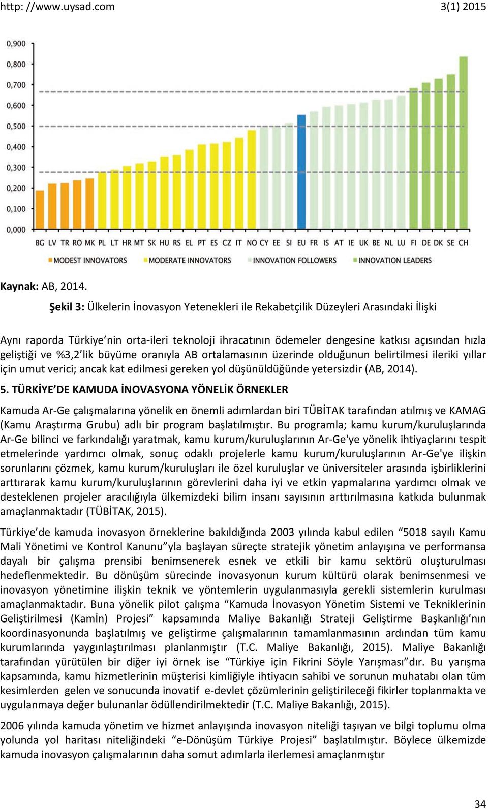 %3,2 lik büyüme oranıyla AB ortalamasının üzerinde olduğunun belirtilmesi ileriki yıllar için umut verici; ancak kat edilmesi gereken yol düşünüldüğünde yetersizdir (AB, 2014). 5.