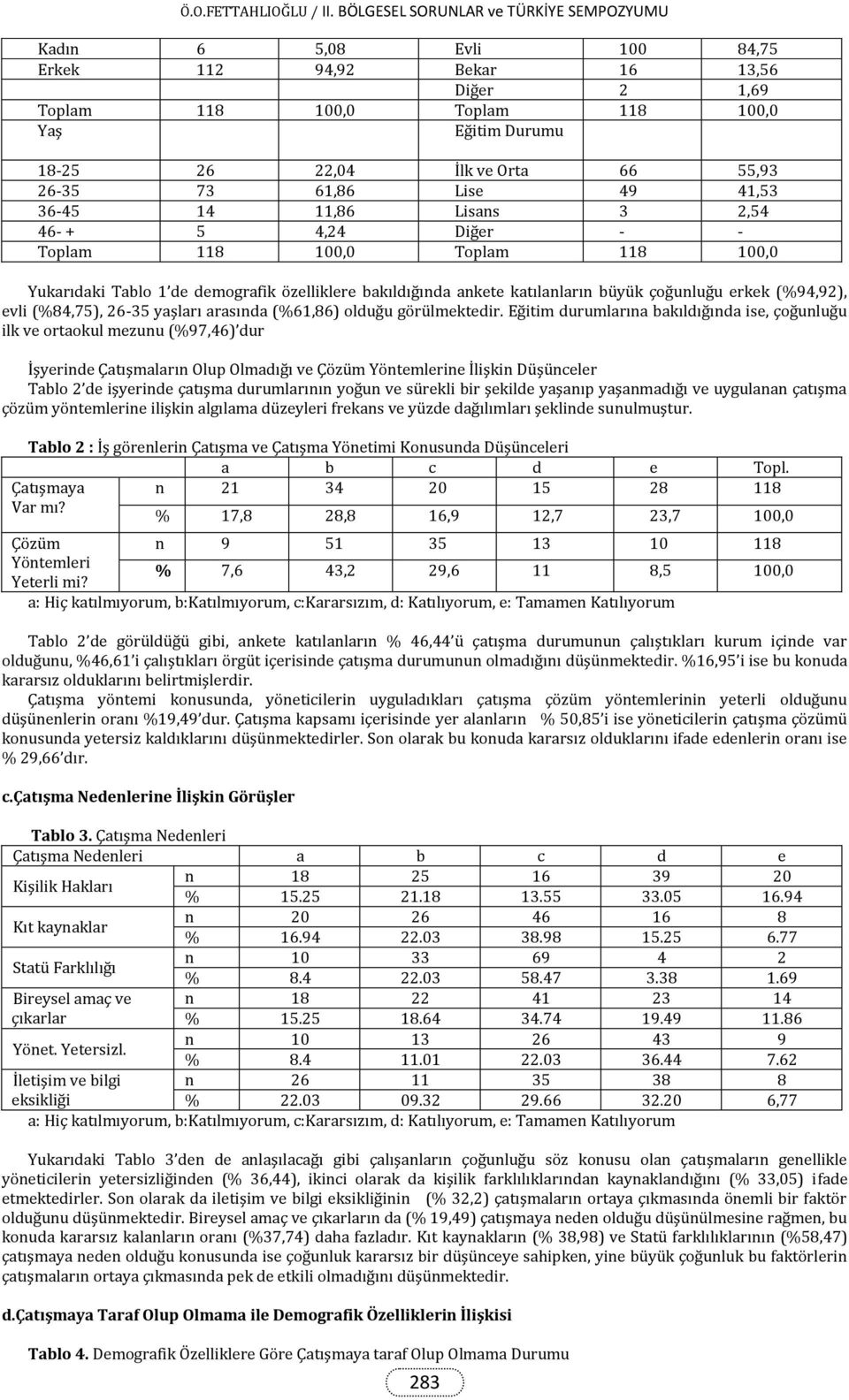 (%84,75), 26-35 yaşları arasında (%61,86) olduğu görülmektedir.