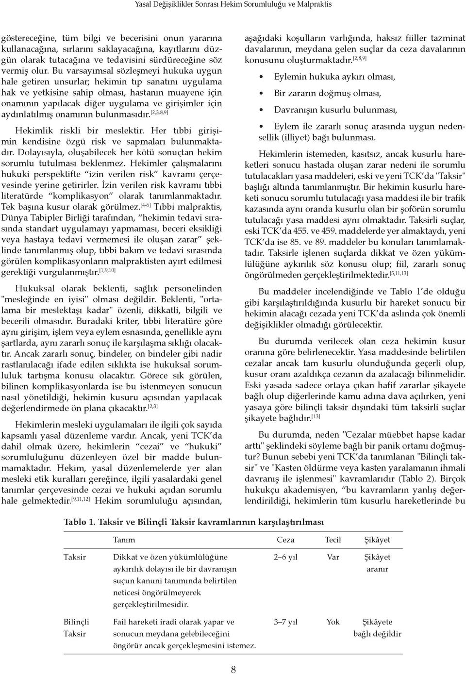 aydınlatılmış onamının bulunmasıdır. [2,3,8,9] Hekimlik riskli bir meslektir. Her tıbbi girişimin kendisine özgü risk ve sapmaları bulunmaktadır.