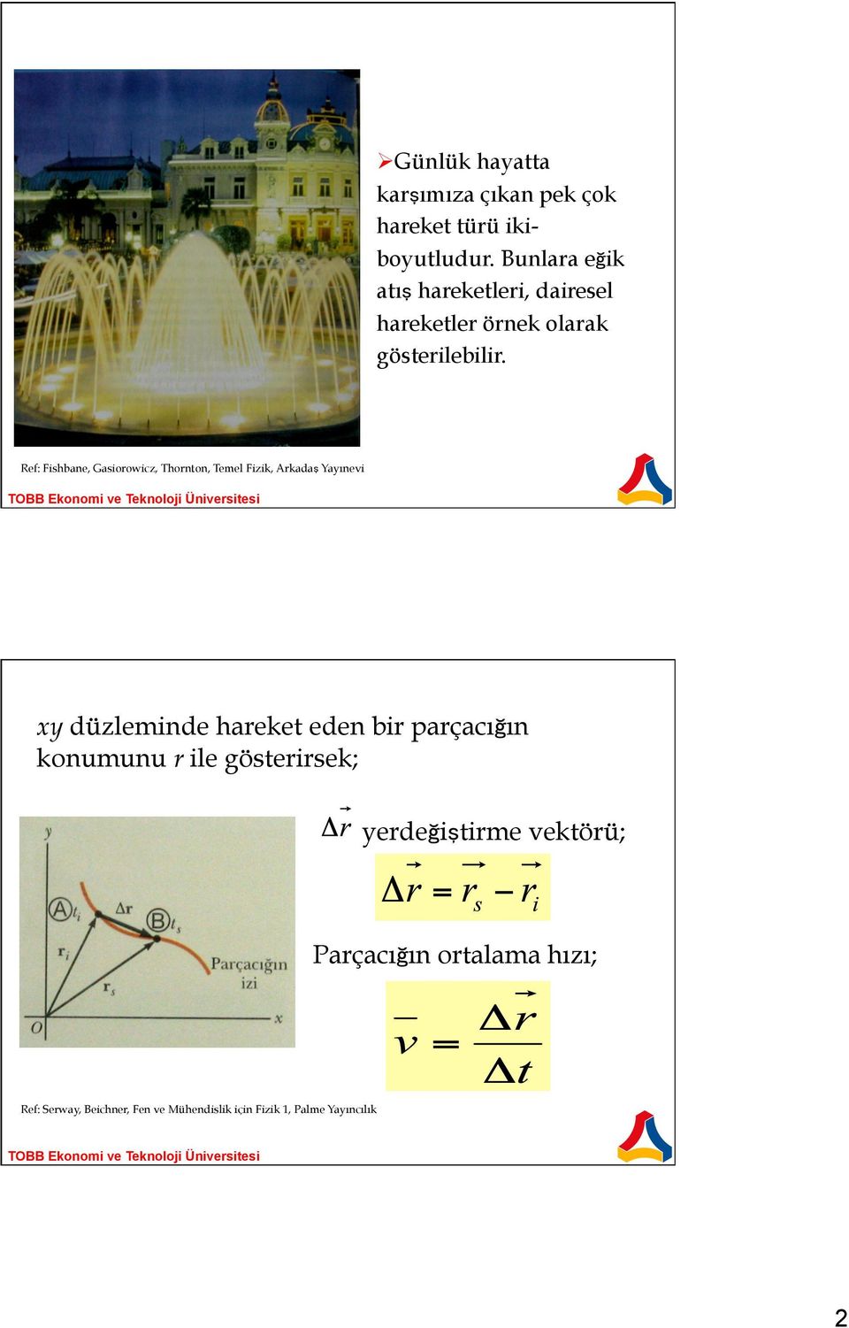 Ref: Fishbane, Gasiorowicz, Thornton, Temel Fizik, Arkadaş Yayınevi xy düzleminde hareket eden bir