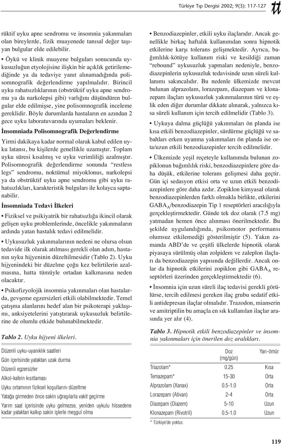 Birincil uyku rahats zl klar n n (obstrüktif uyku apne sendromu ya da narkolepsi gibi) varl ğ n düşündüren bulgular elde edilmişse, yine polisomnografik inceleme gereklidir.