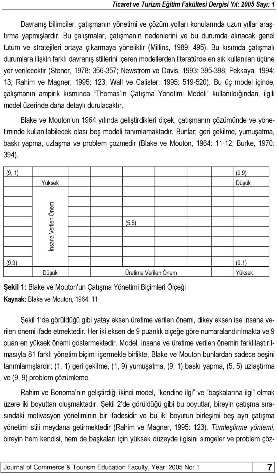 Bu kısımda çatışmalı durumlara ilişki farklı davraış stillerii içere modellerde literatürde e sık kullaıla üçüe yer verilecektir (Stoer, 1978: 356-357; Newstrom ve Davis, 1993: 395-398; Pekkaya,