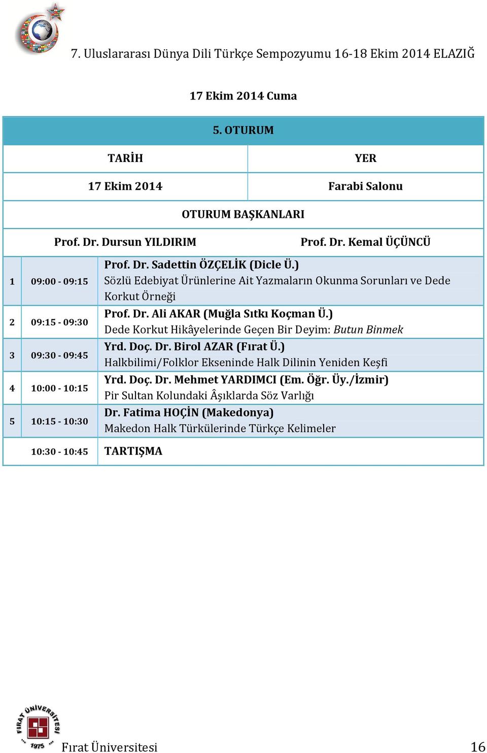 ) Dede Korkut Hikâyelerinde Geçen Bir Deyim: Butun Binmek Yrd. Doç. Dr. Birol AZAR (Fırat Ü.) Halkbilimi/Folklor Ekseninde Halk Dilinin Yeniden Keşfi Yrd. Doç. Dr. Mehmet YARDIMCI (Em.