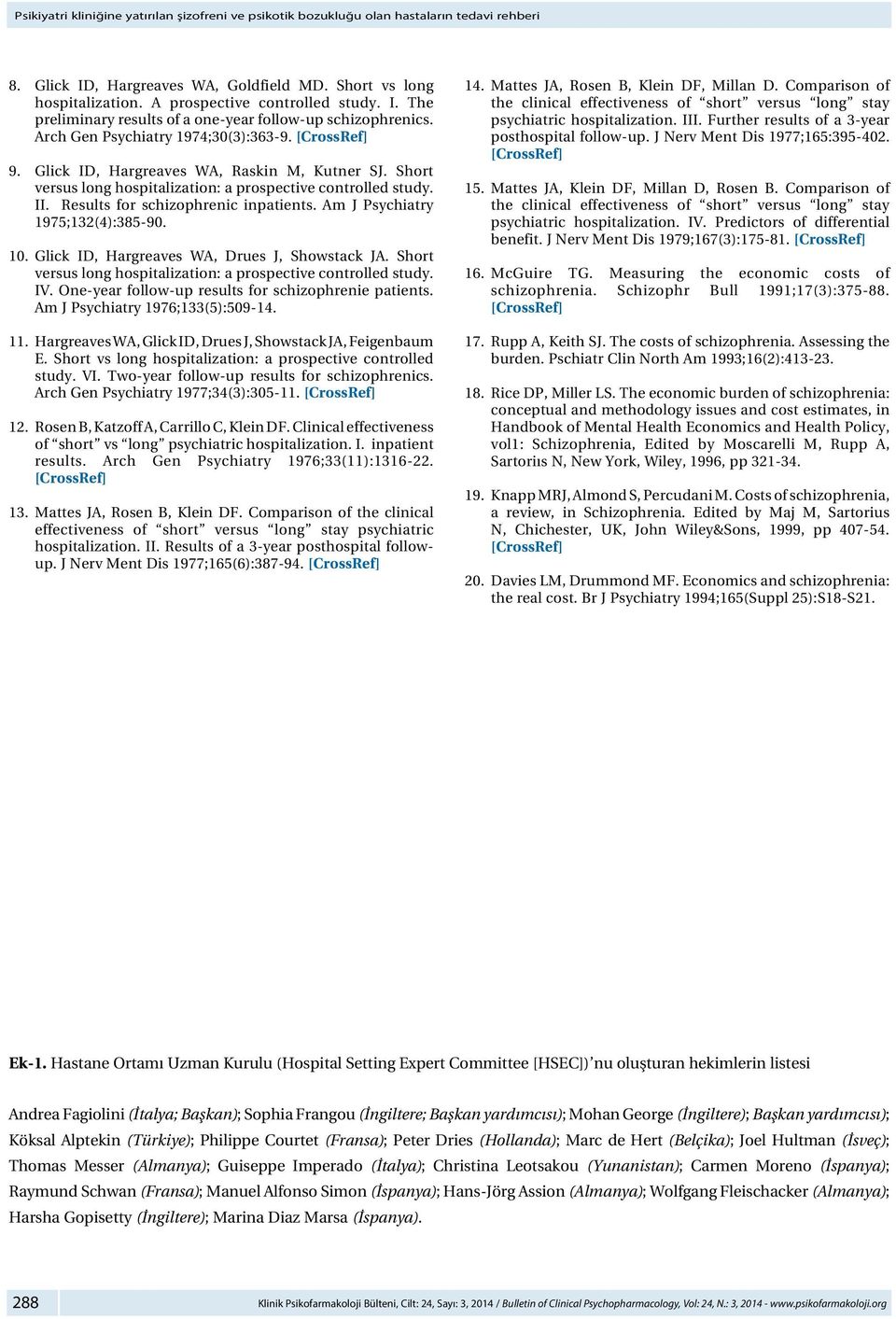 Short versus long hospitalization: a prospective controlled study. II. Results for schizophrenic inpatients. Am J Psychiatry 1975;132(4):385-90. 10. Glick ID, Hargreaves WA, Drues J, Showstack JA.