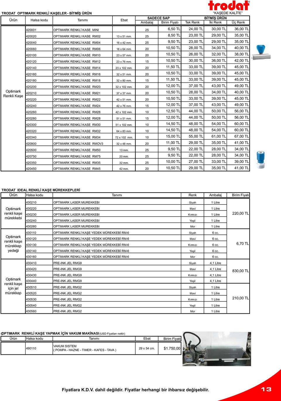 25 9,50 TL 23,00 TL 29,00 TL 35,00 TL 420060 OPTIMARK RENKLİ KASE RM06 16 x 64 mm. 20 10,50 TL 28,00 TL 34,00 TL 40,00 TL 420100 OPTIMARK RENKLİ KASE RM10 23 x 57 mm.