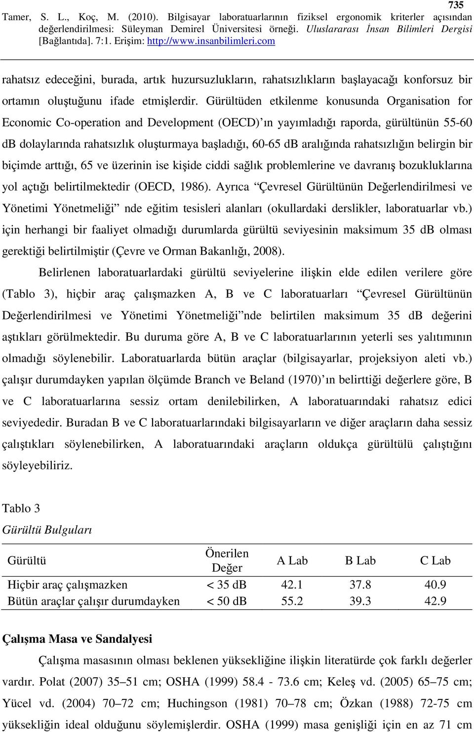 aralığında rahatsızlığın belirgin bir biçimde arttığı, 65 ve üzerinin ise kişide ciddi sağlık problemlerine ve davranış bozukluklarına yol açtığı belirtilmektedir (OECD, 1986).