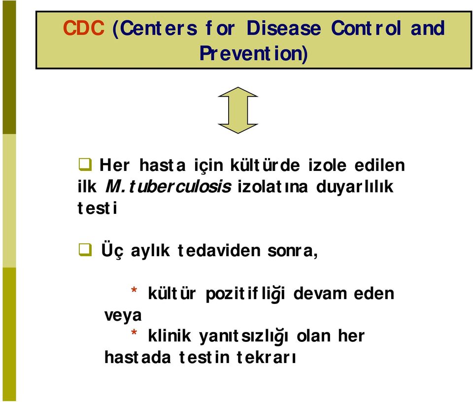 tuberculosis izolatına duyarlılık testi Üç aylık tedaviden