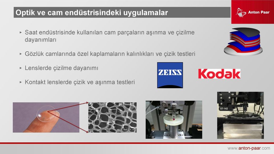 camlarında özel kaplamaların kalınlıkları ve çizik testleri