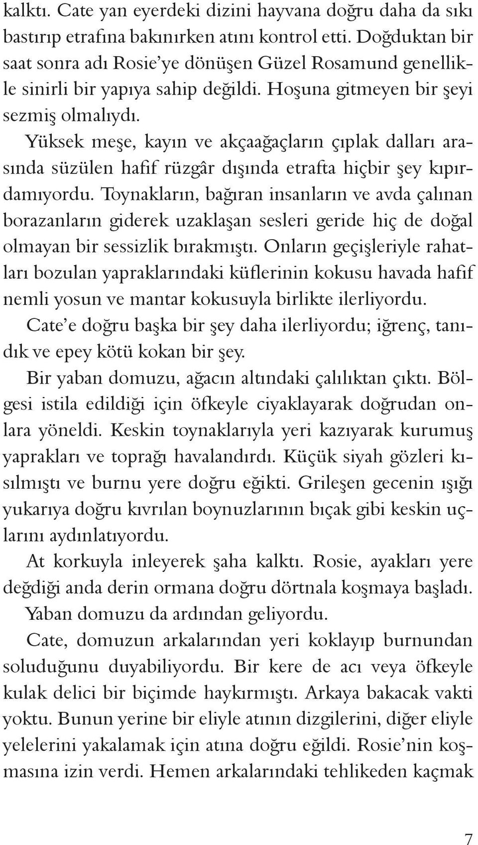 Yüksek meşe, kayın ve akçaağaçların çıplak dalları arasında süzülen hafif rüzgâr dışında etrafta hiçbir şey kıpırdamıyordu.