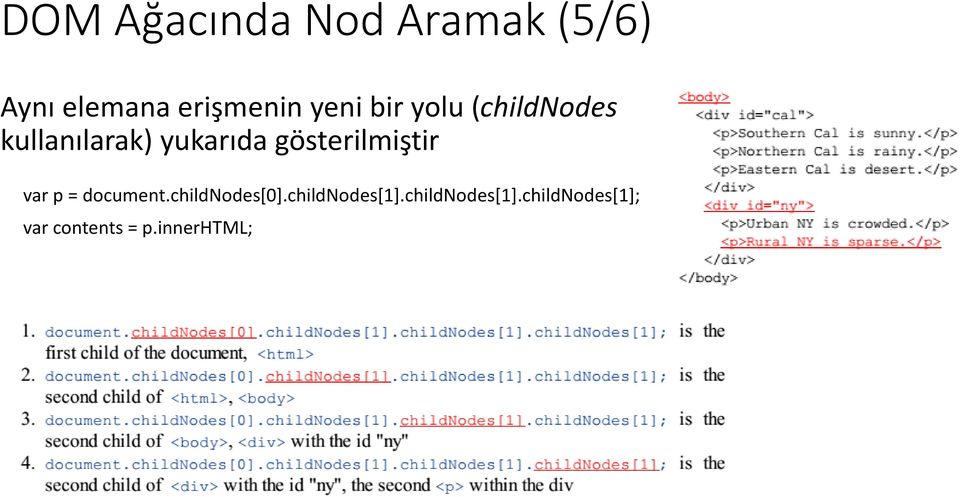 gösterilmiştir var p = document.childnodes[0].