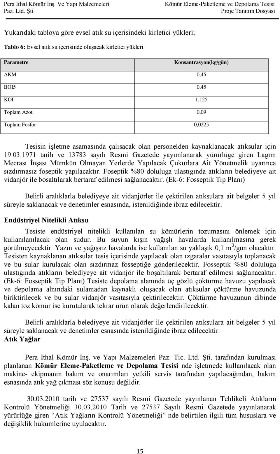 1971 tarih ve 13783 sayılı Resmi Gazetede yayımlanarak yürürlüge giren Lagım Mecrası İnşası Mümkün Olmayan Yerlerde Yapılacak Çukurlara Ait Yönetmelik uyarınca sızdırmasız foseptik yapılacaktır.