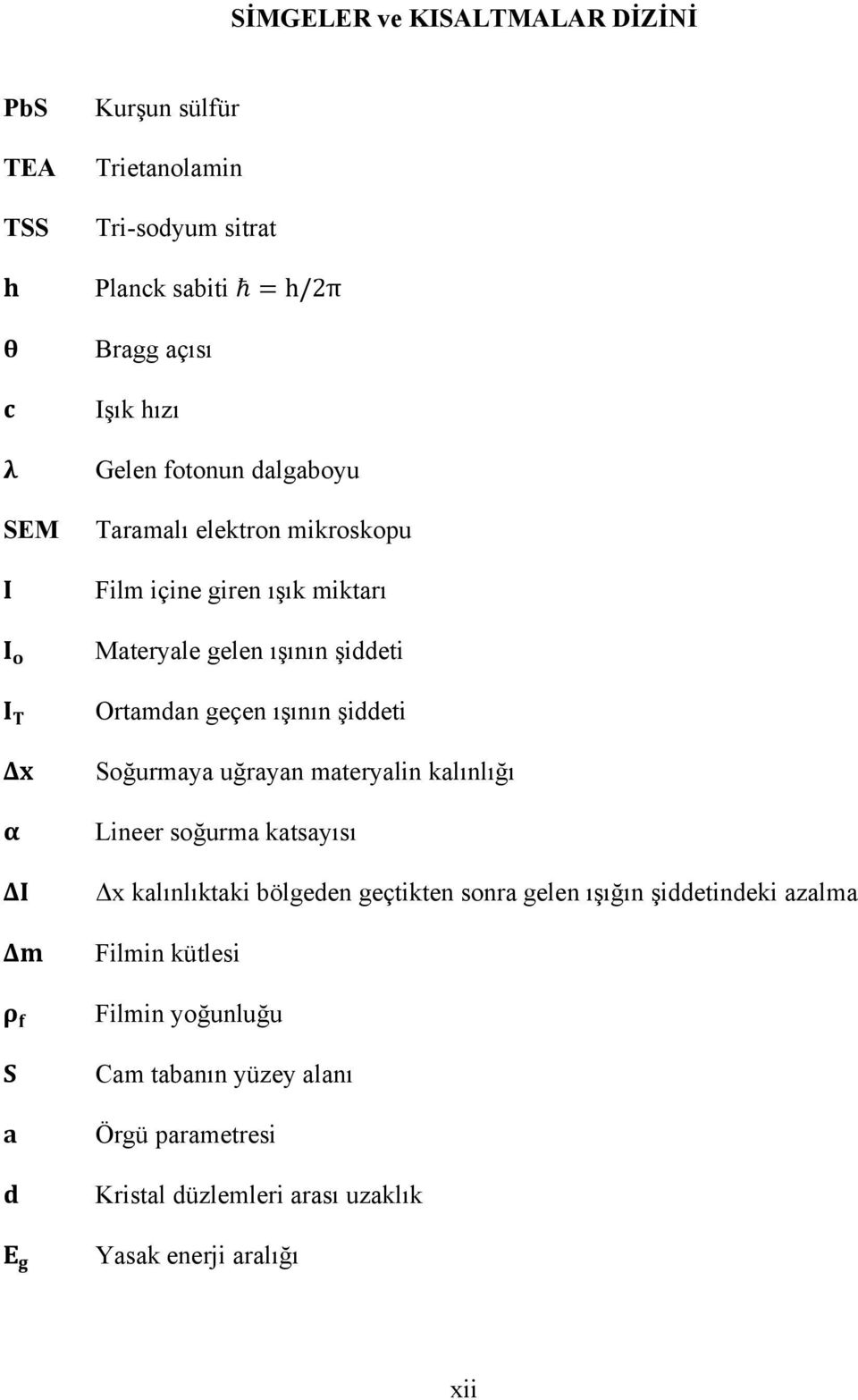 şiddeti Soğurmaya uğrayan materyalin kalınlığı Lineer soğurma katsayısı Δx kalınlıktaki bölgeden geçtikten sonra gelen ışığın