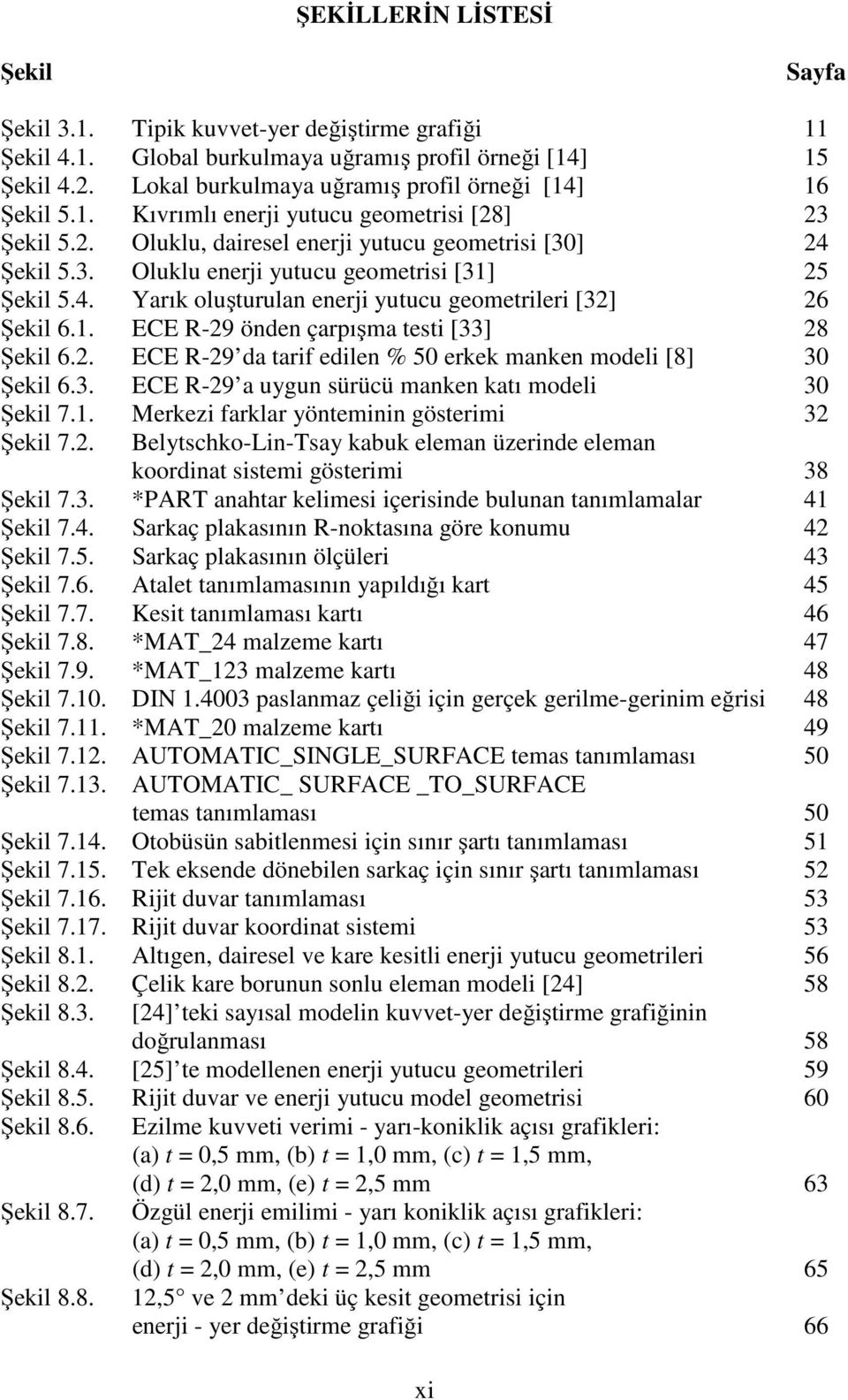 4. Yarık oluşturulan enerji yutucu geometrileri [32] 26 Şekil 6.1. ECE R-29 önden çarpışma testi [33] 28 Şekil 6.2. ECE R-29 da tarif edilen % 50 erkek manken modeli [8] 30 Şekil 6.3. ECE R-29 a uygun sürücü manken katı modeli 30 Şekil 7.