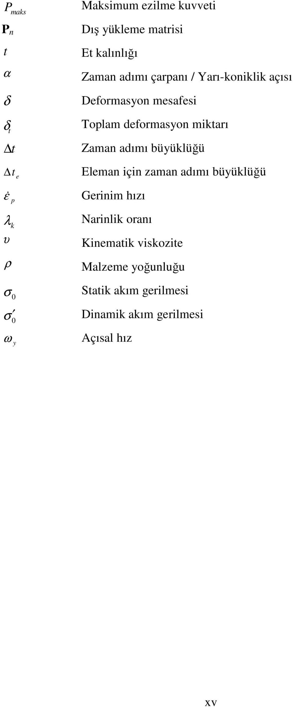 büyüklüğü t e Eleman için zaman adımı büyüklüğü εɺ p λ υ ρ k σ 0 Gerinim hızı Narinlik oranı