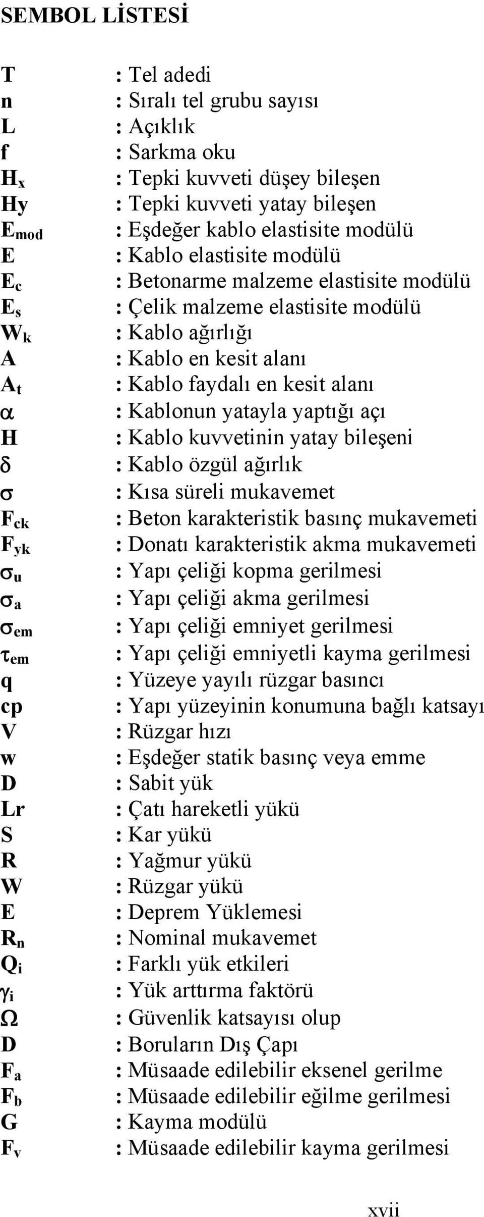 ağırlığı : Kablo en kesit alanı : Kablo faydalı en kesit alanı : Kablonun yatayla yaptığı açı : Kablo kuvvetinin yatay bileşeni : Kablo özgül ağırlık : Kısa süreli mukavemet : Beton karakteristik