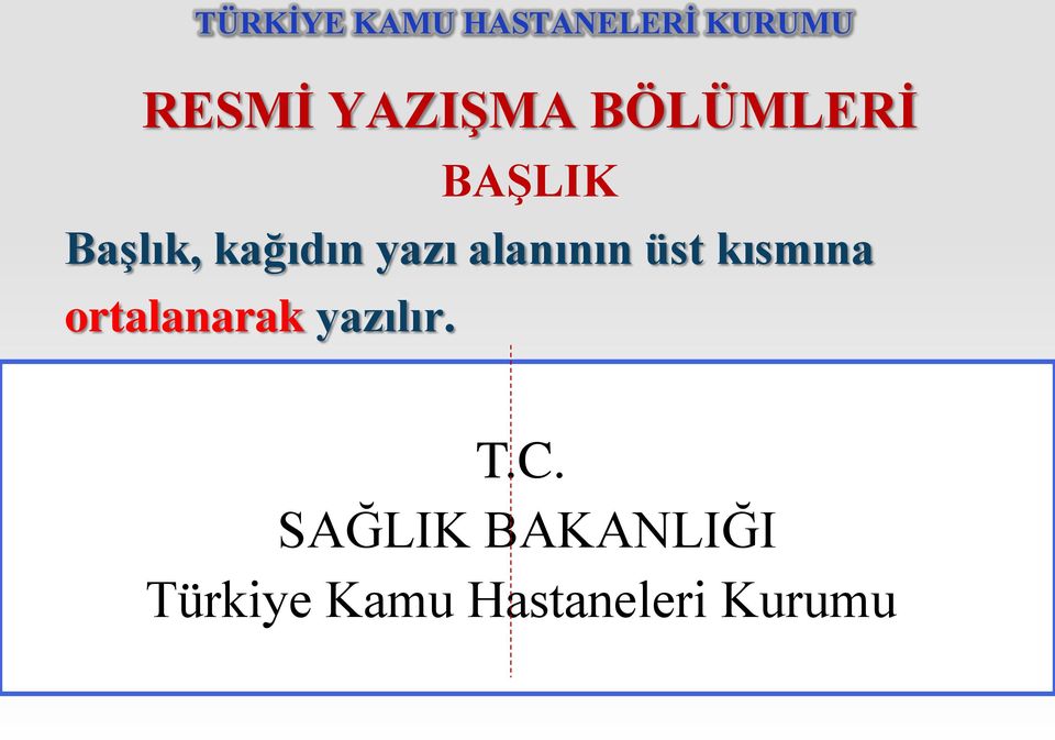 kısmına ortalanarak yazılır. T.C.