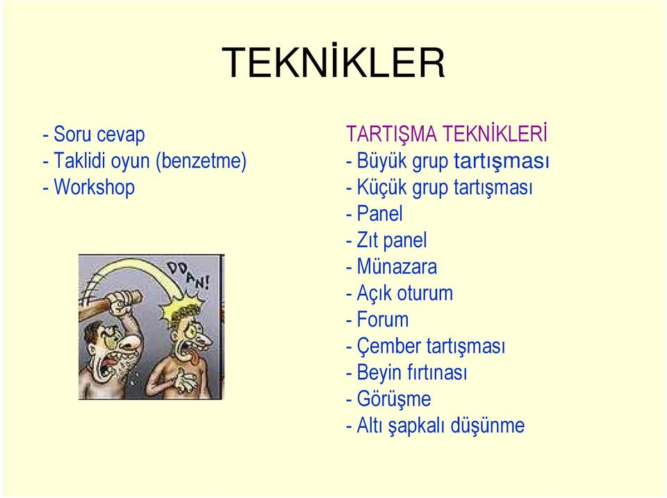 tartışması - Panel - Zıt panel - Münazara - Açık oturum -