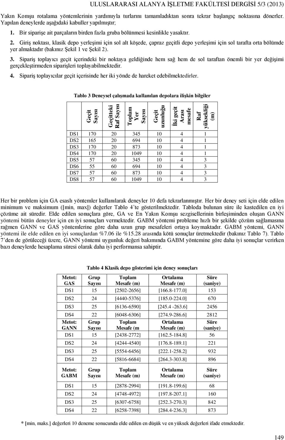 Giriş noktası, klasik depo yerleşimi için sol alt köşede, çapraz geçitli depo yerleşimi için sol tarafta orta ölümde yer almaktadır (akınız Şekil ve Şekil 2). 3.