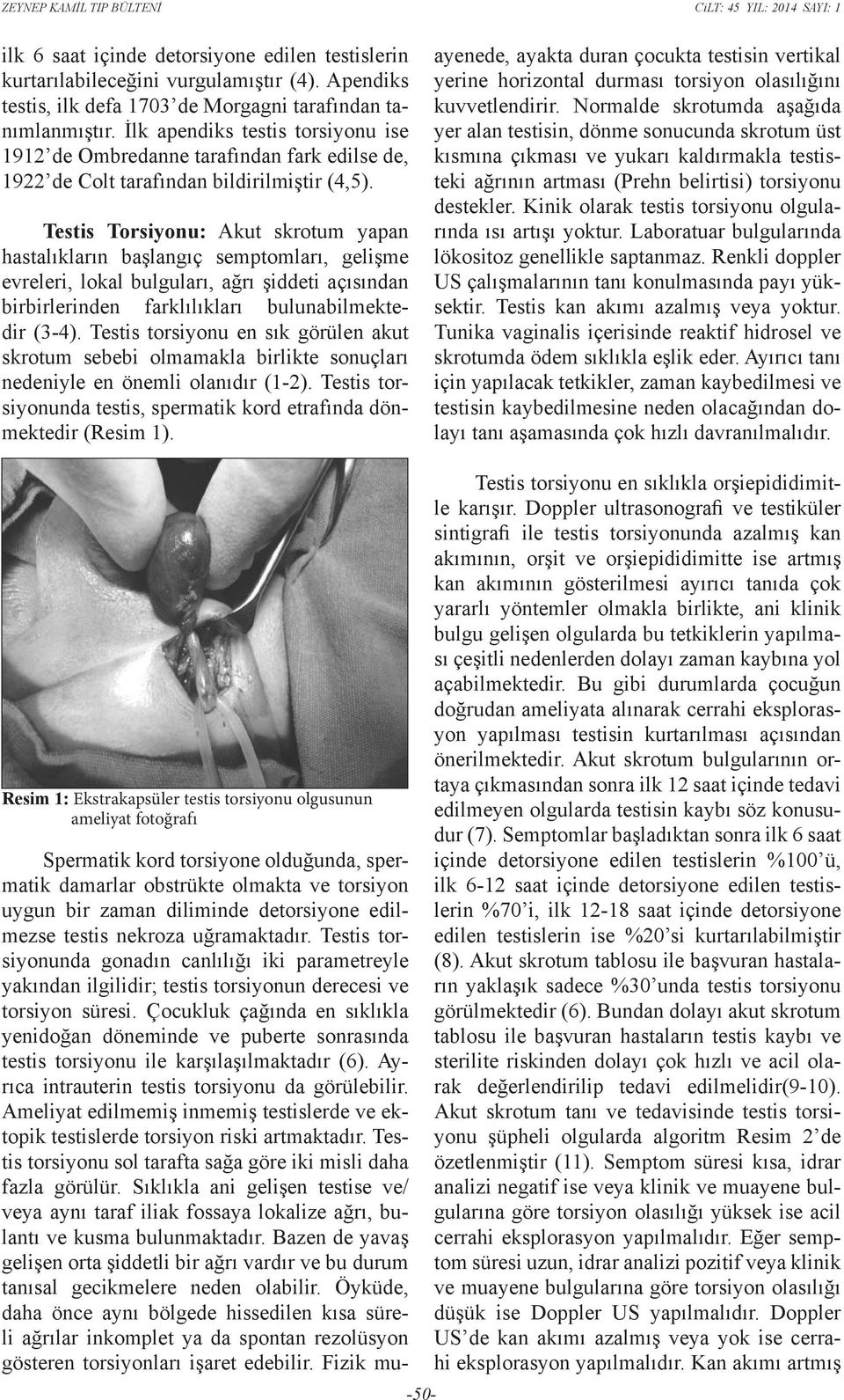 Testis Torsiyonu: Akut skrotum yapan hastalıkların başlangıç semptomları, gelişme evreleri, lokal bulguları, ağrı şiddeti açısından birbirlerinden farklılıkları bulunabilmektedir (3-4).