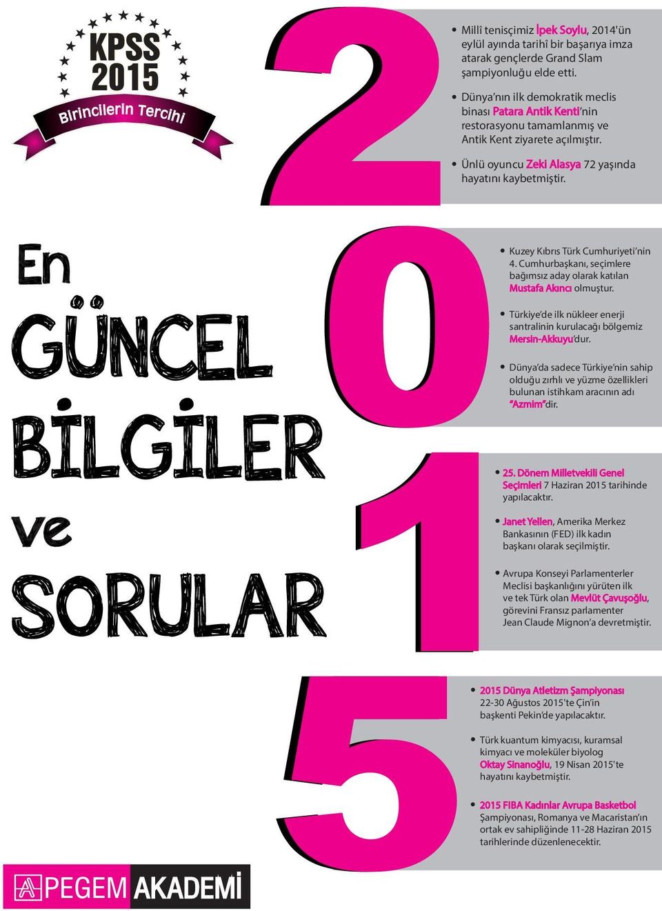 En 2 GÜNCEL BİLGİLER ve SORULAR 01 Kuzey Kıbrıs Türk Cumhur yet n n 4. Cumhurbaşkanı, seç mlere bağımsız aday olarak katılan Mustafa Akıncı olmuştur.