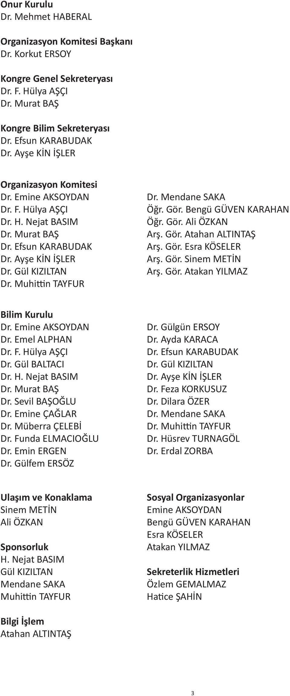 Mendane SAKA Öğr. Gör. Bengü GÜVEN KARAHAN Öğr. Gör. Ali ÖZKAN Arş. Gör. Atahan ALTINTAŞ Arş. Gör. Esra KÖSELER Arş. Gör. Sinem METİN Arş. Gör. Atakan YILMAZ Bilim Kurulu Dr. Emine AKSOYDAN Dr.