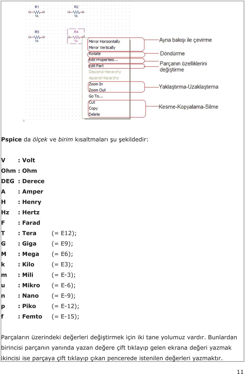 f : Femto (= E-15); Parçalar n üzerindeki de erleri de i tirmek için iki tane yolumuz vard r.