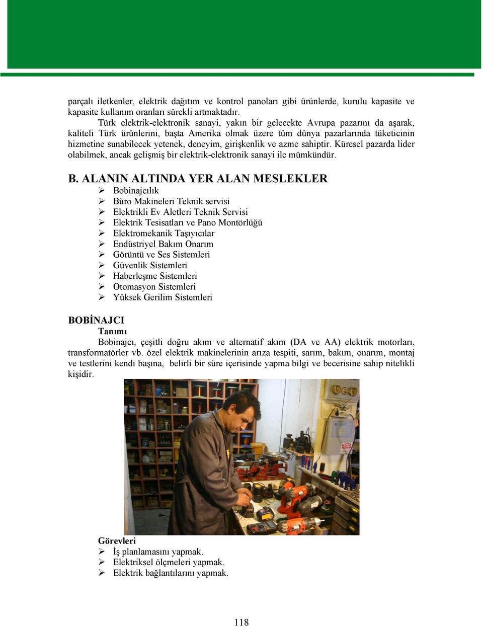 deneyim, girişkenlik ve azme sahiptir. Küresel pazarda lider olabilmek, ancak gelişmiş bir elektrik-elektronik sanayi ile mümkündür. B.