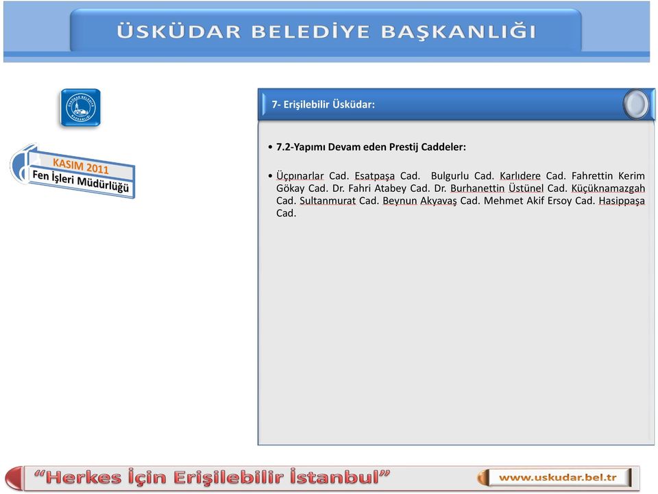 Bulgurlu Cad. Karlıdere Cad. Fahrettin Kerim Gökay Cad. Dr.