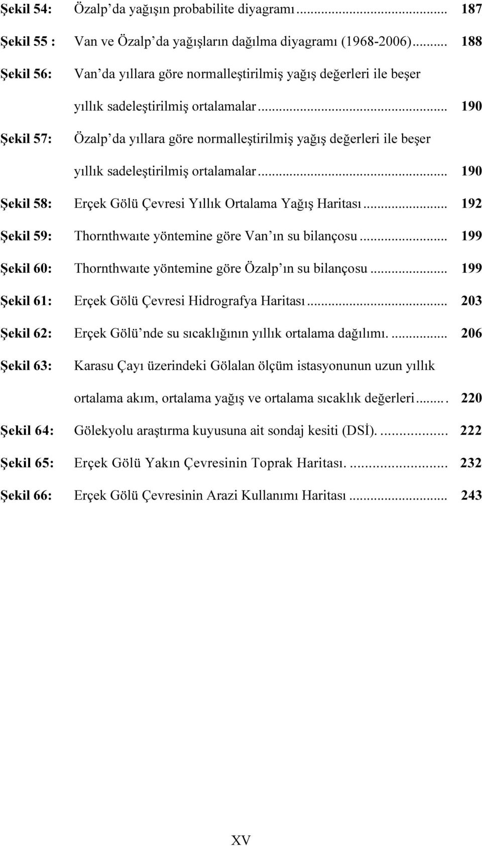 .. 190 Şekil 57: Özalp da yıllara göre normalleştirilmiş yağış değerleri ile beşer yıllık sadeleştirilmiş ortalamalar... 190 Şekil 58: Erçek Gölü Çevresi Yıllık Ortalama Yağış Haritası.