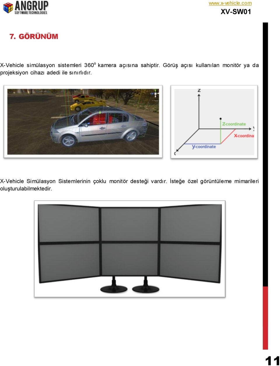 Görüş açısı kullanılan monitör ya da projeksiyon cihazı adedi ile