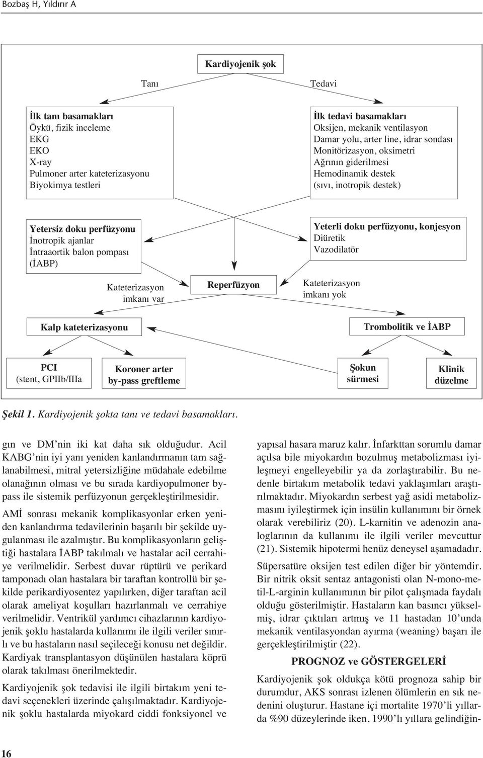 pompas (İABP) Kateterizasyon imkan var Reperfüzyon Yeterli doku perfüzyonu, konjesyon Diüretik Vazodilatör Kateterizasyon imkan yok Kalp kateterizasyonu Trombolitik ve İABP PCI (stent, GPIIb/IIIa