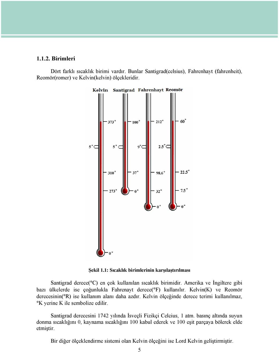 Kelvin(K) ve Reomör derecesinin( R) ise kullanım alanı daha azdır. Kelvin ölçeğinde derece terimi kullanılmaz, K yerine K ile sembolize edilir.